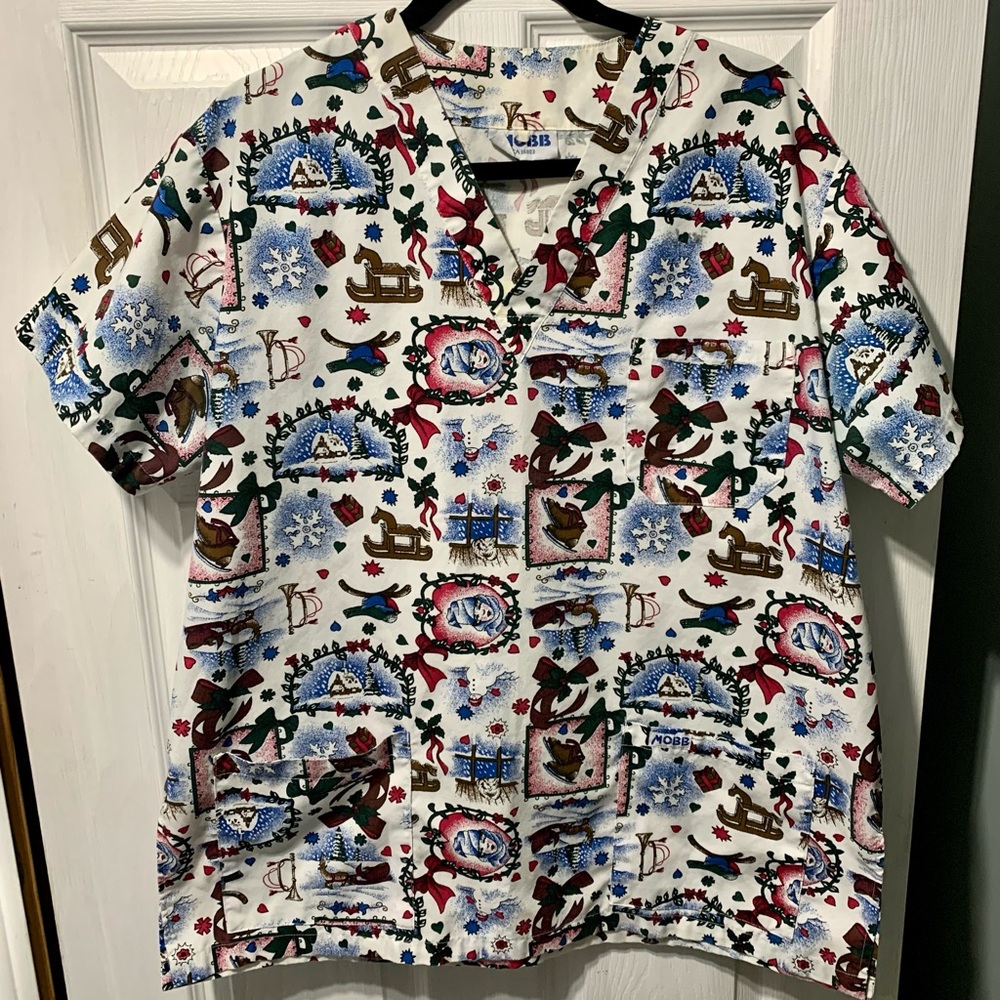 Christmas scrub top